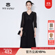 MY TENO2025夏季新款黑色蕾絲亮片連衣裙子V領(lǐng)收腰時(shí)尚氣質(zhì)法式女 黑色 2XL 44