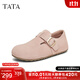 他她（TATA）勃肯鞋2025秋季新款復古女鞋圓頭休閑平底單鞋 粉色 38
