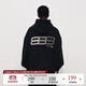 FPA后背漸變跑道連帽衛(wèi)衣帽衫情侶休閑寬松重磅美式長(zhǎng)袖高街黑色 黑色 L