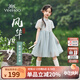 英氏（YEEHOO）兒童漢服女童連衣裙夏季薄款國風(fēng)公主裙子中大童裝洋氣夏裝新款 風(fēng)華如夢(mèng)淺灰 120