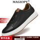 MAGIOPY奢侈高端品牌板鞋男士2025新款軟底真皮透氣商商務(wù)休閑懶人皮鞋 黑色 40