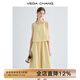 VEGA CHANG連衣裙女2025夏季新款假兩件設(shè)計感休閑簡約圓領(lǐng)背心裙 蜜蠟黃 S