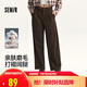 森馬（Semir）休閑褲女純棉打褶闊腿褲腰帶秋復古磨毛長(cháng)褲顯腿長(cháng)101524127005A