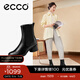 愛(ài)步（ECCO）靴子女 冬季休閑粗跟切爾西女靴皮靴 雕塑222433 HL 黑色22243301001 37