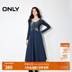 ONLY秋季時尚潮流拼接圓領(lǐng)中長裙連衣裙女|124307022 E40 太空藍色 M (165) 84A
