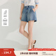 茵曼（INMAN）涼感萊賽爾休閑牛仔褲2025夏季女裝新款松緊后腰顯瘦寬松短褲 牛仔藍 28