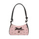 嘉音韓系甜美泡泡紗蝴蝶結腋下包包女感黑粉撞色單肩斜挎包通勤包 粉色