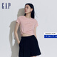 Gap【成毅代言】女裝夏季純棉logo圓領(lǐng)短袖T恤簡(jiǎn)約多色上衣564491 粉紅色 XS (155/76A) 亞洲尺碼
