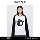DAZZLE地素 T恤2024年秋季新款女裝黑白撞色企鵝長(cháng)袖上衣 漂白色 M (165)