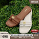思加圖夏季瑪雅風(fēng)跡拖鞋一字拖平底鞋涼拖鞋女EEQ06BT4 西部咖棕 35