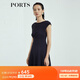 PORTS寶姿商場(chǎng)同款新品女裝氣質(zhì)純色修身短袖連衣裙LL8N021RWE005 丈青 M (6)