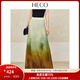 HECO【畫(huà)染羅裙】新中式國風(fēng)夏季新款暈染雪紡垂感顯瘦半身長(cháng)裙女 淺綠色 M