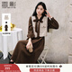香影小香風(fēng)連衣裙套裝女2025秋季新款法式馬甲長(cháng)袖燈芯絨裙子套裝 咖色 M 160/84A/95-110斤
