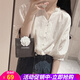 歐貝汐白色襯衫女中袖半袖夏季法式設計感職業(yè)雪紡小眾短袖襯衣女士上衣 白色 L