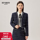 深呼吸DEEP BREATH女裝金屬鏈條裝飾復古小香風(fēng)短外套女A400735 藏藍 M (3碼)