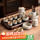 瓷牌茗茶具觀(guān)山自動(dòng)茶具整套汝窯泡茶器全套家用禮品功夫茶具排水茶盤(pán)套裝 水墨觀(guān)山自動(dòng)茶具8杯大全套+茶盤(pán)