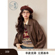 紫涵（ZIHAN）紫涵短款寬松皮衣外套女秋季美拉德翻領(lǐng)復古PU皮夾克上衣 咖色 S