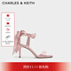 CHARLES&KEITH一字帶緞面蝴蝶結綁帶高跟涼鞋子女鞋生日禮物CK1-61720177 粉紅色Pink 36