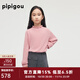 皮皮狗秋冬新款荷葉邊領(lǐng)羊絨衫長(cháng)袖豎條女童針織毛衣 405灰粉色 150 150/72