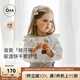 OAK FAMILY兒童長(cháng)袖套裝女孩春季小童圓領(lǐng)荷葉邊純棉t恤+背帶短褲 荷葉領(lǐng)上衣 90 cm