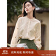 茵曼田園文藝繡花高級感襯衫秋季女通勤薄款上衣 淡香杏-18518197 M