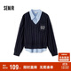 森馬（Semir）毛衣女冬刺繡V領(lǐng)絞花毛衫無(wú)袖襯衫氣質(zhì)學(xué)院風(fēng)兩件套101724107029