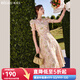Olrain歐芮兒短袖碎花連衣裙女收腰顯瘦法式氣質(zhì)a字大擺裙度假沙灘裙子 花色 L 165/88A