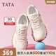 他她（TATA）云朵泡芙厚底慢跑鞋女休閑運動(dòng)鞋女老爹鞋秋WPC06CM4 白/銀（波紋款） 35