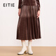 愛(ài)特愛(ài)（EITIE）優(yōu)雅復古絲絨高腰百褶裙秋冬新款a字顯瘦過(guò)膝半身裙D2506903 深咖88 M (160)