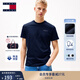 TOMMY JEANS【純色純棉】25夏季男裝平紋針織美式寬松短袖/修身圓領(lǐng)上衣T恤 【純色修身】藏青色C1G XL