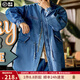 馬登工裝 美式復古M65丹寧魚(yú)尾風(fēng)衣男寬松廓形中長(cháng)款牛仔外套 牛仔藍 L