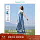 茵曼涼感漢麻牛仔連衣裙女夏百搭休閑風(fēng)T恤背帶裙子 牛仔藍 S 