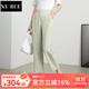 NY-RCE香蕉褲女天絲亞麻九分哈倫褲2025新款夏季薄款透氣寬松休閑蘿卜褲 抹茶綠 28