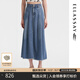 歌力思（ELLASSAY）夏新款100%萊賽爾天絲魚尾A字大擺垂墜牛仔半裙女EWB352N01000 牛仔藍(lán) M