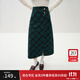 范思藍恩23FS14476 格子毛呢半身裙女秋冬新款高腰a字裙 綠色格紋 S