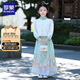 羅蒙漢服女童馬面裙中國風(fēng)兒童古風(fēng)套裝女孩唐裝演出服 綠色套裝140