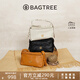 BAGTREE【明星同款】包包樹(shù)奶盒包植鞣皮單肩斜挎腋下通勤Hobo枕頭女士包 檀黑色-小號【雙磁吸款】 高級小眾