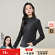 ESE-Y逸陽(yáng)半高領(lǐng)打底衫女2025秋季新款黑色顯瘦彈力內搭保暖絨T恤上衣 煙灰色 L