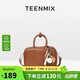 天美意（TEENMIX）女包牛皮保齡球包復古公文包通勤斜挎包手提單肩包生日禮物送女友