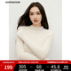 紅袖100%綿羊毛衣秋季2024新款女裝無(wú)縫一體半高領(lǐng)修身基礎打底針織衫 本白001 XL