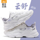 361°運動(dòng)鞋女鞋秋季新款皮面跑步鞋百搭防潑水老爹鞋潮流休閑鞋子女 羽毛白/魔毯灰紫 37