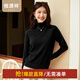 恒源祥高領(lǐng)純羊毛衫女秋冬季純色兩翻領(lǐng)套頭毛衣內(nèi)搭保暖打底女式針織衫 黑色 XL /175/96A
