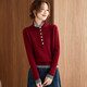 奢汐（Srcr）100%羊毛衫厚款假兩件毛衣女內搭秋冬高級感坑條針織打底衫