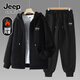 JEEP SPIRIT吉普加絨兩件裝男冬季潮流寬松厚款男士套裝戶(hù)外防風(fēng)保暖衛衣褲子