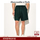 Abercrombie & Fitch男裝25夏季美式復古百搭松緊腰寬松五分褲休閑短褲128-5048 橄欖綠 L (180/86A)