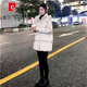 皮爾卡丹連帽加厚中長(cháng)款羽絨服女2025冬新款韓版寬松棉大衣面包服保暖外套 白色 M