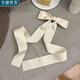 樂(lè )喵（LEMIAO）Jennie同款超長(cháng)蝴蝶結飄帶發(fā)夾頂夾法式少女發(fā)卡外出后腦勺發(fā)飾品 超長(cháng)蝴蝶結飄帶-米白 A25-301