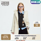 Teenie Weenie小熊女裝毛呢外套2025秋季新款學(xué)院風(fēng)連帽牛角扣大衣 象牙白 S