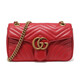 GUCCI 古馳 GUCCI女包 女士GG Marmont系列牛皮小號單肩斜跨包 紅色443497 DTDIT 6433