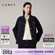 朗姿/LANCY2025年秋新款復(fù)古翻領(lǐng)棉感牛仔短外套女松弛感夾克上衣 月夜深藍(lán)色 L